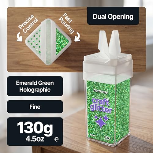 Craft Glitter Shaker Emerald Green Holographic 110g Fine (3.8 Ounce)