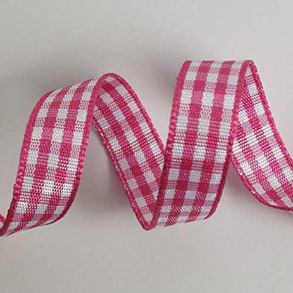 Pink and White Gingham Ribbon Hot Pink Gingham Ribbon 25 Yards Each Roll 100% Polyester (72 Foot)