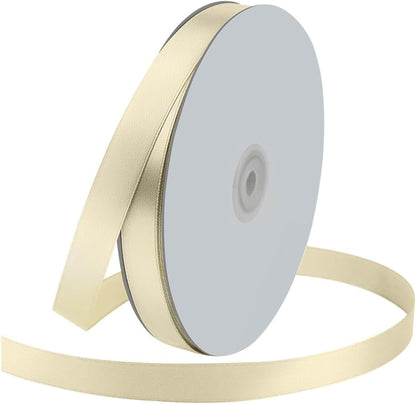 5/8" Wide x 100 Yards Single Face Polyester Satin Ribbon, Satin Ribbon for Crafts, Gift, Hair Bows, Wedding Party Decoration, Bow Making & Other Projects (Ivory) - Crafty Corner
