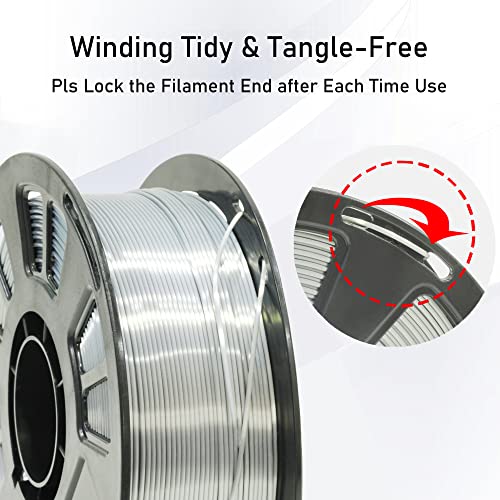 Silk Metalic Shiny Silver PLA 1.75mm 3D Printer Filament (35.27 Ounce)