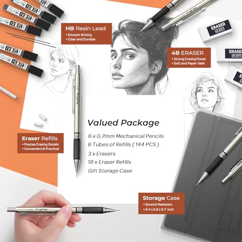 0.7 mm Art Mechanical Pencils Set in Storage Case