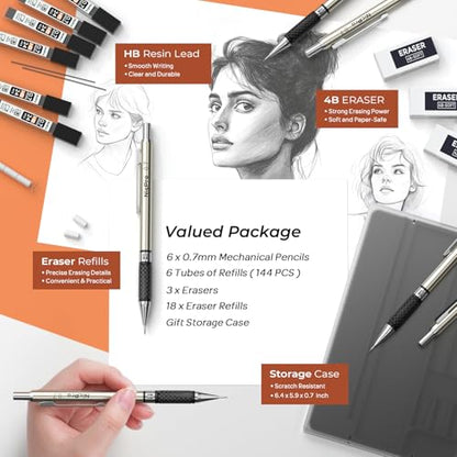 0.7 mm Art Mechanical Pencils Set in Storage Case
