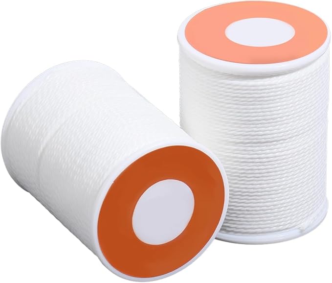 2 Rolls 24 Yards 1MM Round White Wax String Waxed Beading Rope Polyester Taiwan Twist Cord Sturdy Thread Strings for Jewelry Making Bracelet Necklaces Waist Macrame Vase Decor Supplies