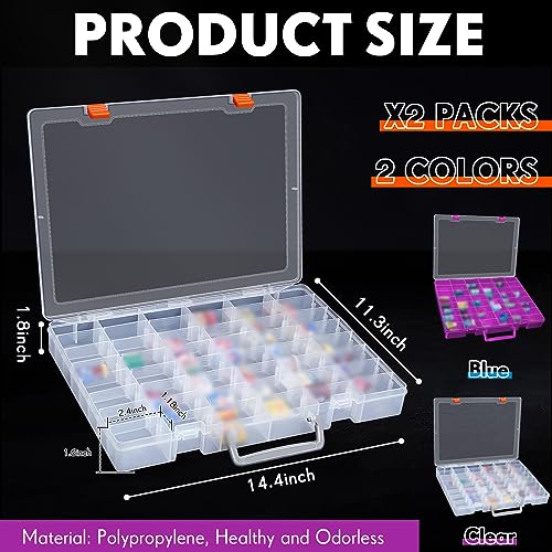 2 Pcs 48 Grids Plastic Bead Organizer Box with Divider (2 Count)