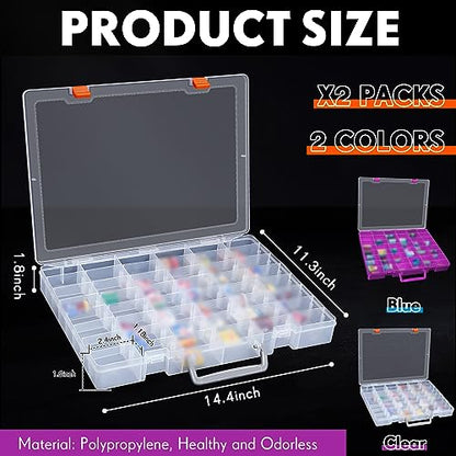 2 Pcs 48 Grids Plastic Bead Organizer Box with Divider (2 Count)