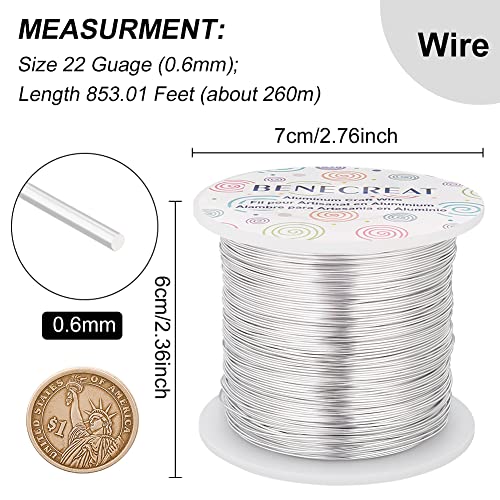 22 Gauge Silver Aluminum Wire 850FT Decor Jewelry Craft Wire Beading Floral Aluminum Craft Wire for Gem Wrapping (850 Foot)