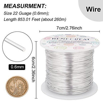 22 Gauge Silver Aluminum Wire 850FT Decor Jewelry Craft Wire Beading Floral Aluminum Craft Wire for Gem Wrapping (850 Foot)