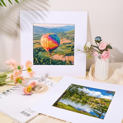 15 Pack White Picture Mats 12x12 for 8x8 Photos (15 Count)