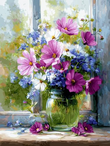 14 ct Counted Cross Stitch Kits for Adults Flowers Cross Stitch Patterns Stamped Printed Cross Stitch Kits
