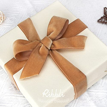 Polyester Khaki Velvet Ribbon (30 Foot)