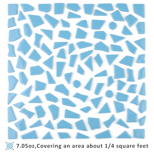 Blue Glass Mosaic Tiles for Crafts Bulk (7.05 Ounce)