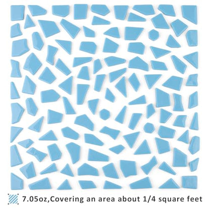 Blue Glass Mosaic Tiles for Crafts Bulk (7.05 Ounce)