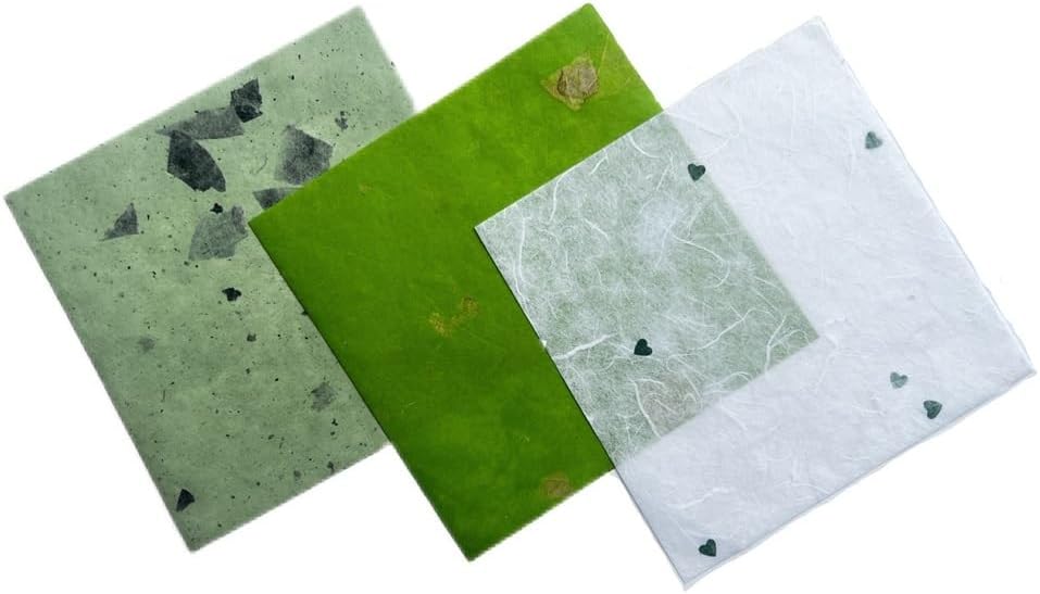 50 Sheets 6 x 6 Inches Natural Fiber Mulberry paper Sheets Square Origami Paper Arts Folding Craft, Decoration Paper, Square Folding Paper for DIY Crafts (Mixed Green Rice Straw etc.,,, 6 x 6) - Crafty Corner