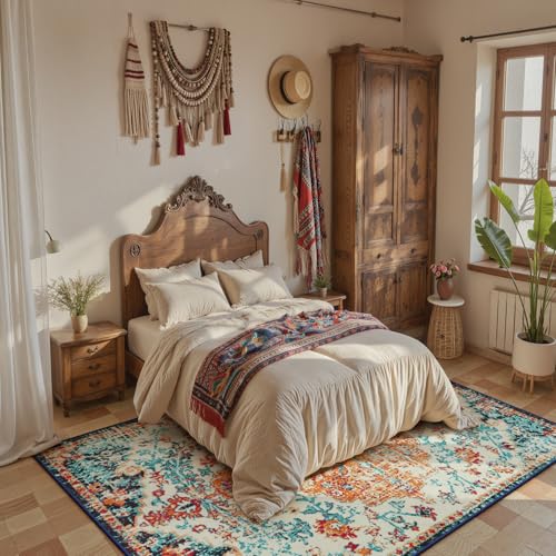 Bohemian Floral Medallion Area Rug