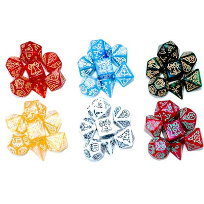Double Colors Polyhedral Dice Sets with Pouches for D&D DND RPG MTG Dungeon and Dragons Table Board Roll Playing Games D4 D6 D8 D10 D% D12 D20 (42 Count)