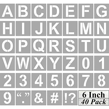 Alphabet Letter and Number Stencils 6 Inch (40 Count)