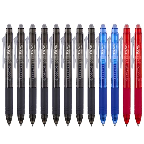 Retractable Erasable Gel Pens Clicker Fine Point 0.7 mm (12 Count)