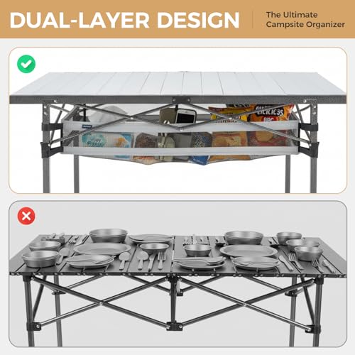 Oversized 53.5" Camping Table with Storage