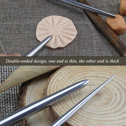 2 PCS Clay Needle Tools Sculpting Ceramics Pottery Carving Tools for Model Clay Supplies (2 Count)