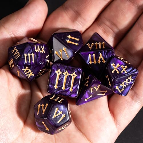 7 Die DND Dice Set Polyhedral Dice Set with a Leather Dice Bag (7 Count)