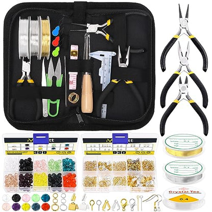1250Pcs Jewelry Making Supplies Kit Includes 10 Colors 8mm Crystal Beads