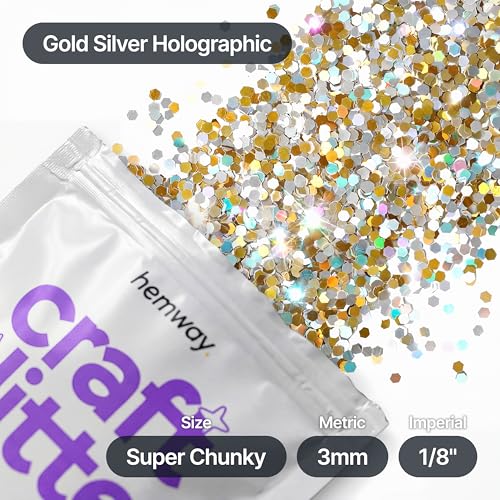 Craft Glitter Gold Silver Holographic 100g Super Chunky Glitter