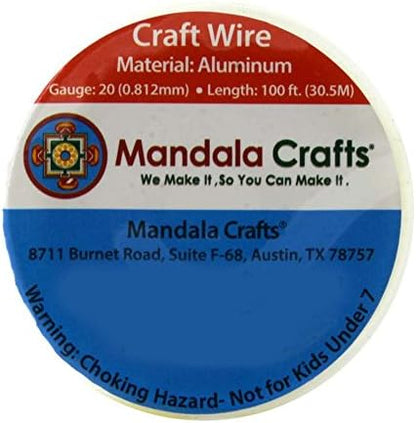 Mandala Crafts 20 Gauge Anodized Aluminum Craft Wire for Jewelry Making - 100 FT Colored Flexible Violet Wire - Bendable for Bonsai Armature Crafting Sculpting - Crafty Corner