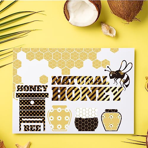 12 Rolls Bee Washi Tape Summer Honey Bee Honeycomb Foil Gold Black Washi Masking Tape Bumblebee Daisy Dots Adhesive Masking Tapes for Scrapbook Gift Wrapping DIY Art Crafts (118.1 Foot)