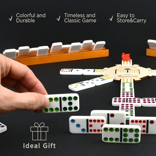 Mexican Train Dominoes Set with Wooden Hub