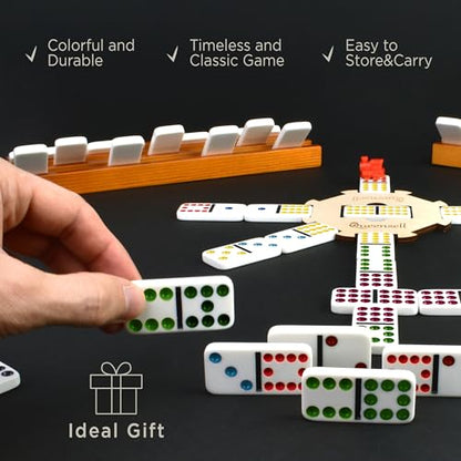 Mexican Train Dominoes Set with Wooden Hub