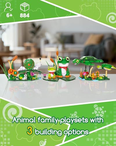 3-in-1 Frog, Turtle & Snail Family Building Set, Creative Animal Toy
