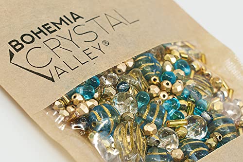 2.1oz (60 g) Mix of Unique Czech Bohemia Glass Pressed Beads, Rocailles, Aztec Pale Gold Crystal, Matte and Glossy, Hand Made BCV (2.1164 Ounce)