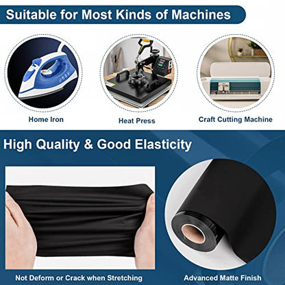 Black Heat Transfer Vinyl Rolls 12" x25ft Black Iron on Vinyl