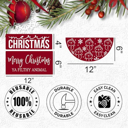 Christmas Stencils for Crafts Reusable 12" Christmas Stencils for Door Mats (14 Count)