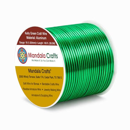 18 Gauge Kelly Green Anodized Aluminum Craft Wire (100 Foot)