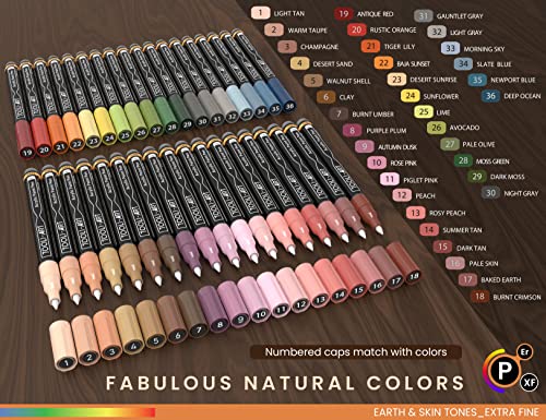 36 Acrylic Paint Pens Skin and Natural Earth Tone Marker Set For Rock Painting (36 Count)
