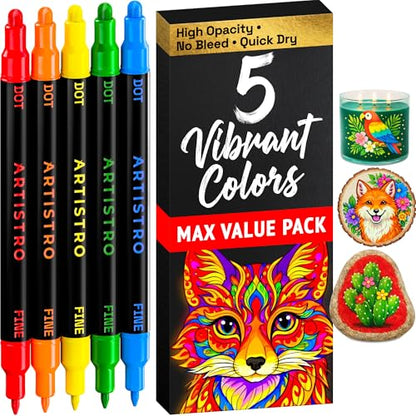 Dual Tip Acrylic Paint Marker Pens (5 Count)