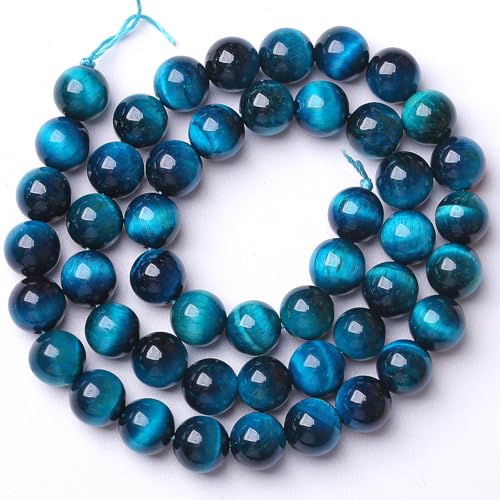 6MM 60pcs Natural Royal Blue Tiger Eye Stone Energy Healing Beads Round Loose Beads for Jewelry Making Bracelet 1 Strands 16"