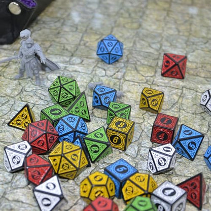Double Colors Polyhedral Dice Sets with Pouches for D&D DND RPG MTG Dungeon and Dragons Table Board Roll Playing Games D4 D6 D8 D10 D% D12 D20