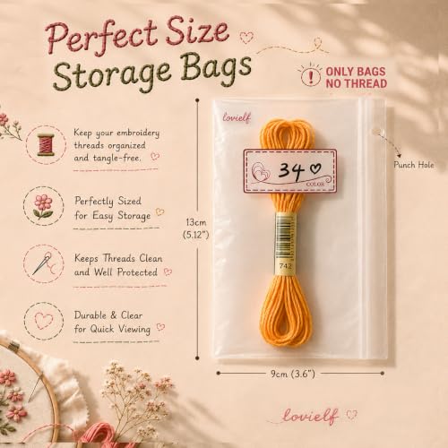 Embroidery Threads Cross Stitch Floss Bag Organizer 5.12 x 3.6 inch (800 Count)