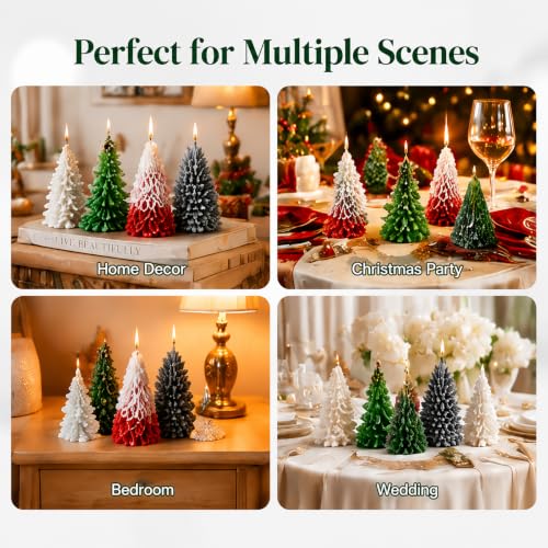 6 PCS 3D Christmas Tree Pinecone Silicone Molds