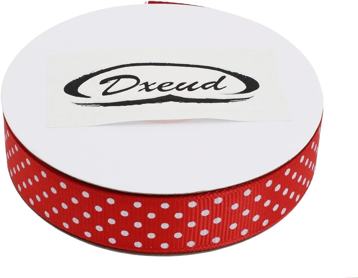 Polka Dot Grosgrain Ribbon 25 Yard Each Roll 100% Polyester (3/4", Red) - Crafty Corner