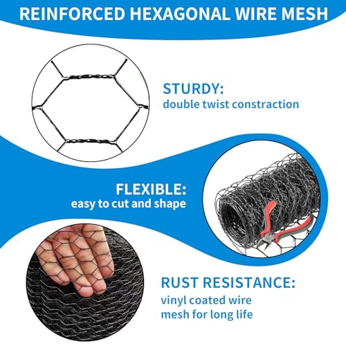 60'' x 150' Black Chicken Wire Mesh Fence