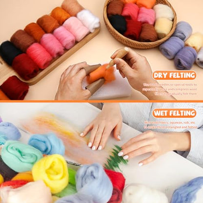 72 Pcs 7.6 oz Needle Felting Wool (72 Count)