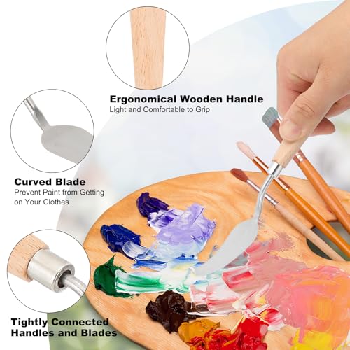 Art Spatula No.12 22mm Stainless Steel Flexible Palette Knife Painting Knife Painting Spatula Oil Painting Mixing Scraper with Wood Handle for Canvas Acrylic Painting