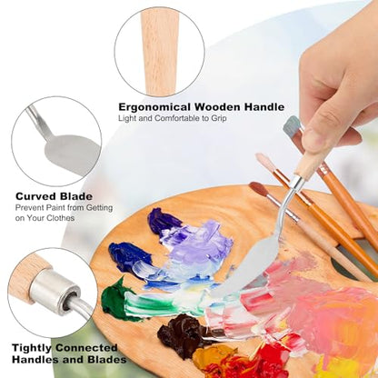 Art Spatula No.12 22mm Stainless Steel Flexible Palette Knife Painting Knife Painting Spatula Oil Painting Mixing Scraper with Wood Handle for Canvas Acrylic Painting