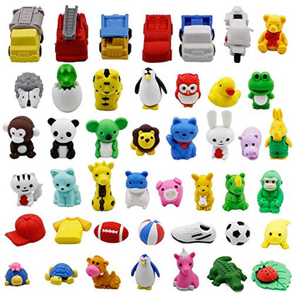 72 Pcs Assorted Animal Pencil Erasers Desk Pets (72 Count)