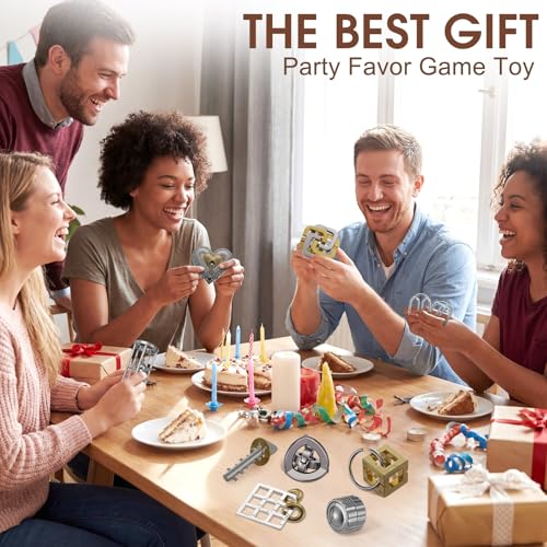 9 Pcs Metal Brain Teasers 3D Steel Puzzle Set (9 Count)