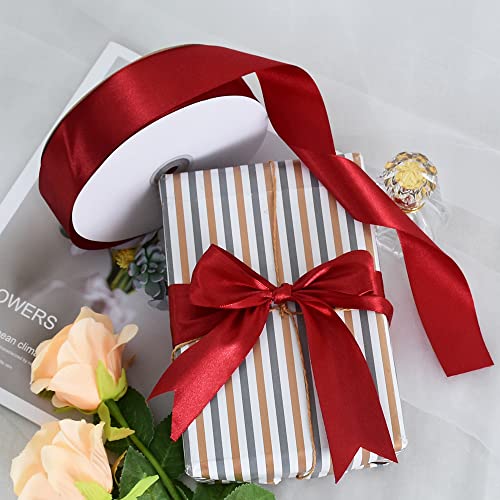 100 Yard Burgundy Satin Ribbon 1 (300 Foot)