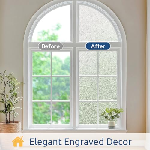 Window Privacy Film Frosted Glass Film Decorative (25.83 Sq Ft)
